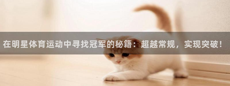 bsport必一运动：在明星体育运动中寻找冠军的秘籍：超越常规，实现突破！
